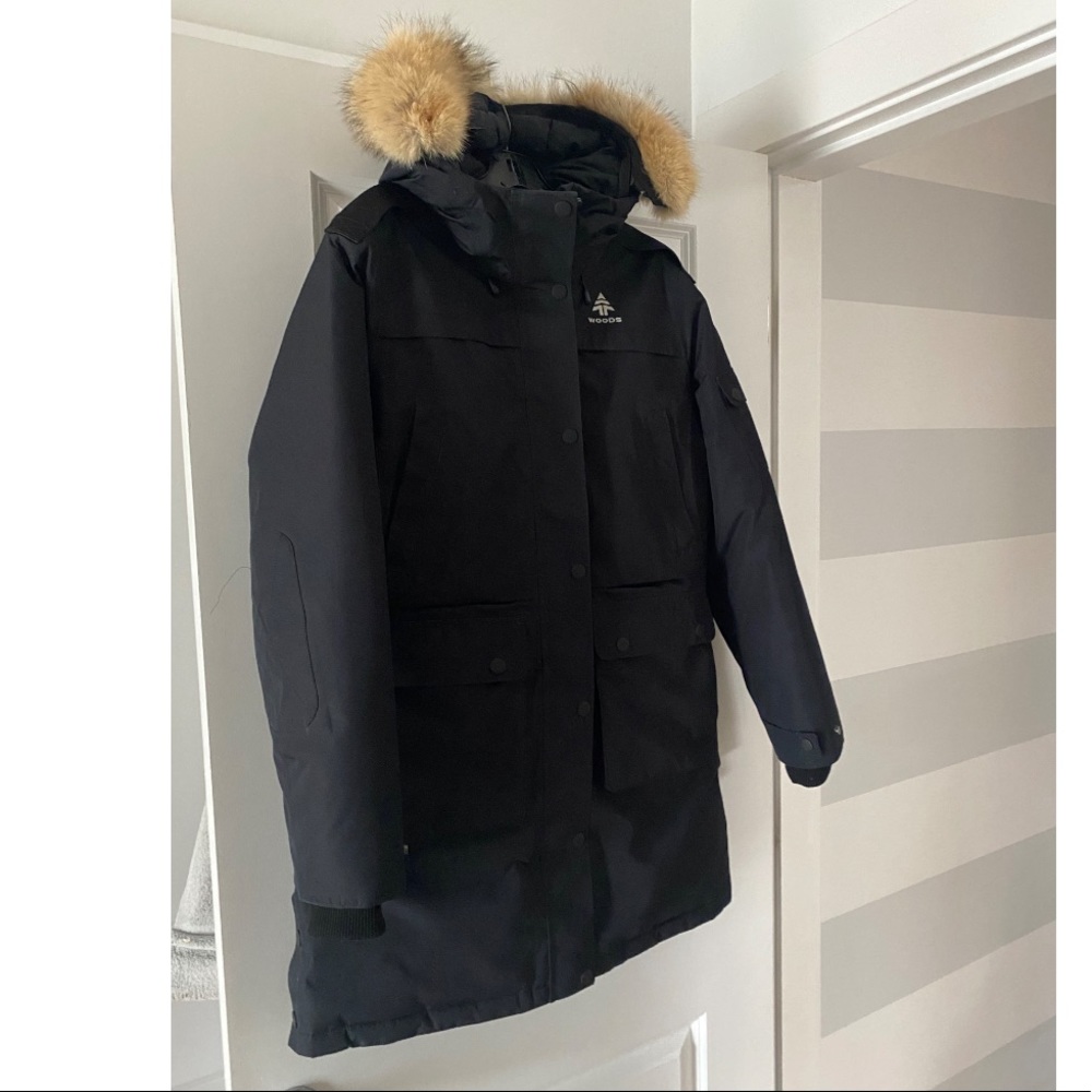 Black WOODS down Womens parka